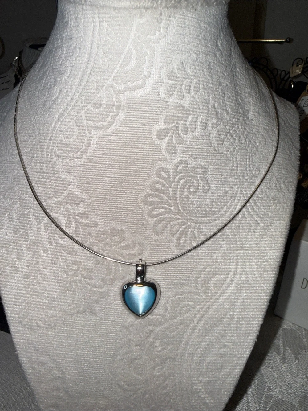 Sterling Silver Blue Heart Pendant Necklace